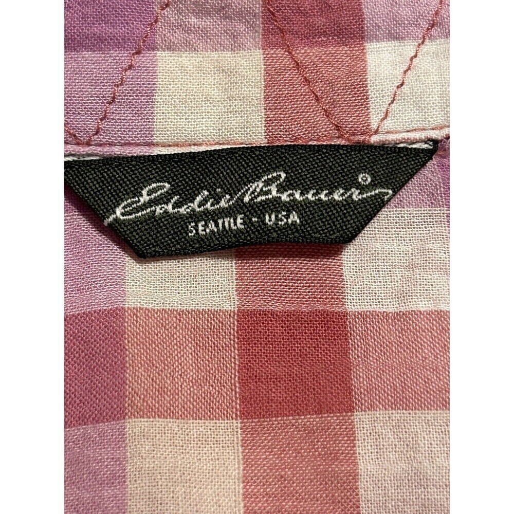 Eddie Bauer Women’s Shirt Pink/Orange Plaid Button Up Classic Fit Size Large - Picture 4 of 6